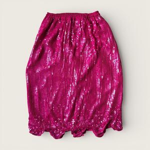 Vintage Bright Pink Sequin Skirt Silk Lined Party Evening